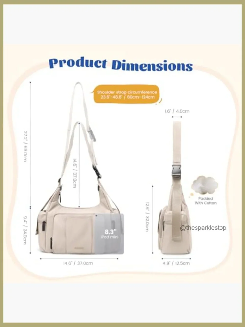 14L Puffer Diaper Bag Tote, Large Capacity Travel Crossbody Hospital Bag